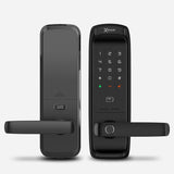 Cerradura Inteligente EXC-SL500. Conectividad WiFi, lector de huella digital, Contraseña Numérica y Tarjeta RFID. Módulo interior, vista frontal.