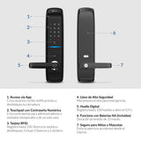 Cerradura inteligente WiFi Excel SL520 módulo interior y exterior. Contraseña numérica, huella digital y tarjeta RFID.