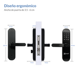 Cerradura Inteligente Wifi Excel 202. Dimensiones para instalación en puerta exterior.