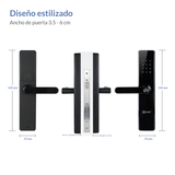 Cerradura Inteligente Wifi Excel 203. Dimensiones para instalación en puerta exterior.