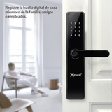 Cerradura Inteligente WiFi Excel 203 con manija y lector de huella digital integrado, módulo exterior.