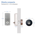 Cerradura Inteligente Excel 324. Dimensiones para instalación en puerta exterior.
