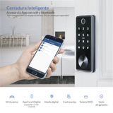 Cerradura Inteligente WiFi tipo cerrojo Excel 325 módulo exterior y celular con aplicación