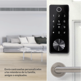 Cerradura Inteligente WiFi tipo cerrojo Excel 325 módulo exterior instalado en puerta