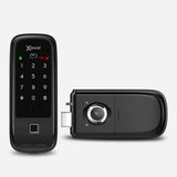 Cerradura Digital tipo cerrojo EXC-D420. Con lector de huella digital, contraseña numérica y tarjeta RFID. Módulo interior, vista frontal.