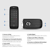 Cerradura inteligente WiFi Excel SD400 módulo interior y exterior. Contraseña numérica, huella digital y tarjeta RFID.
