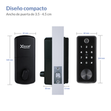 Cerradura Inteligente Excel 325. Dimensiones para instalación en puerta exterior.