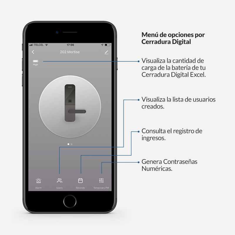 App TUYA Smart para Cerradura Digital con WiFi, Bluetooth, Huella Digital, Contraseña Numérica, Tarjeta RFID y Llave Mecánica.